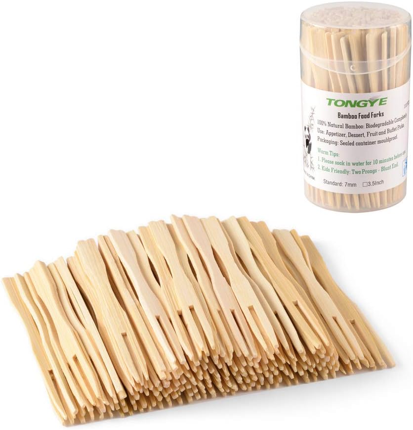 TONGYE Mini Bamboo Forks 110 PCS - Perfect Party & Charcuterie Supplies