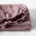 100% Linen Fitted Sheet Twin - 14in Deep Pocket Breathable Purple