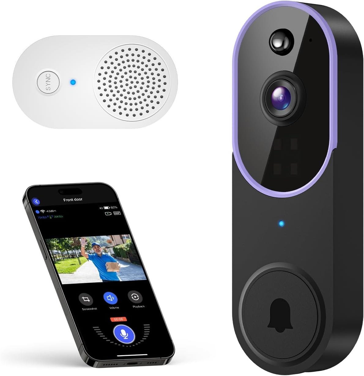 1080P Wireless Video Doorbell Camera with Smart AI Detection