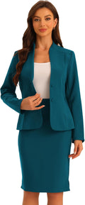 Collarless Blazer Pencil Skirt Suit for Women - Office Two-Piece