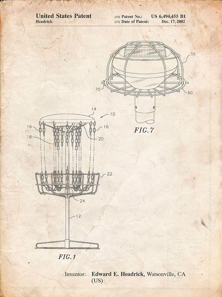 Vintage Disc Golf Basket Patent Poster - Cole Borders, 18x24