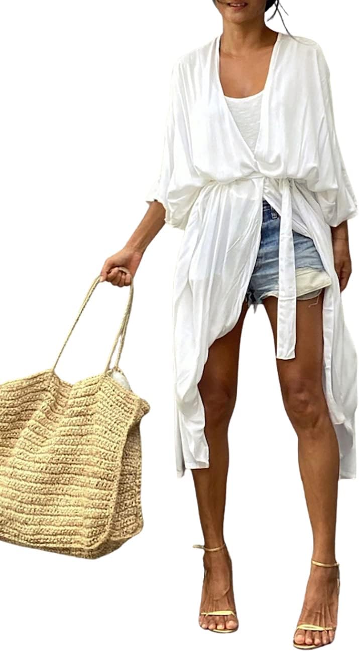Stylish Tie Dye Open Front Long Kimono Cover Up for Women