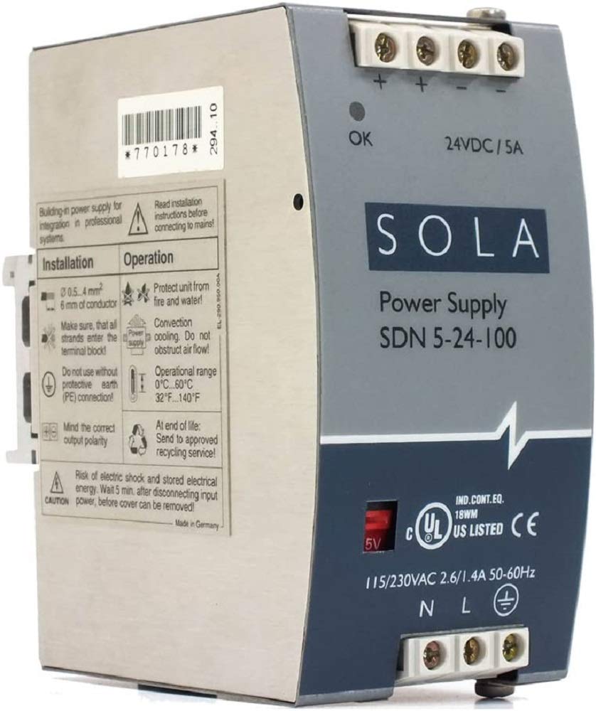 Sola Hevi-Duty SDN5-24-100P DC Power Supply for Industrial Use