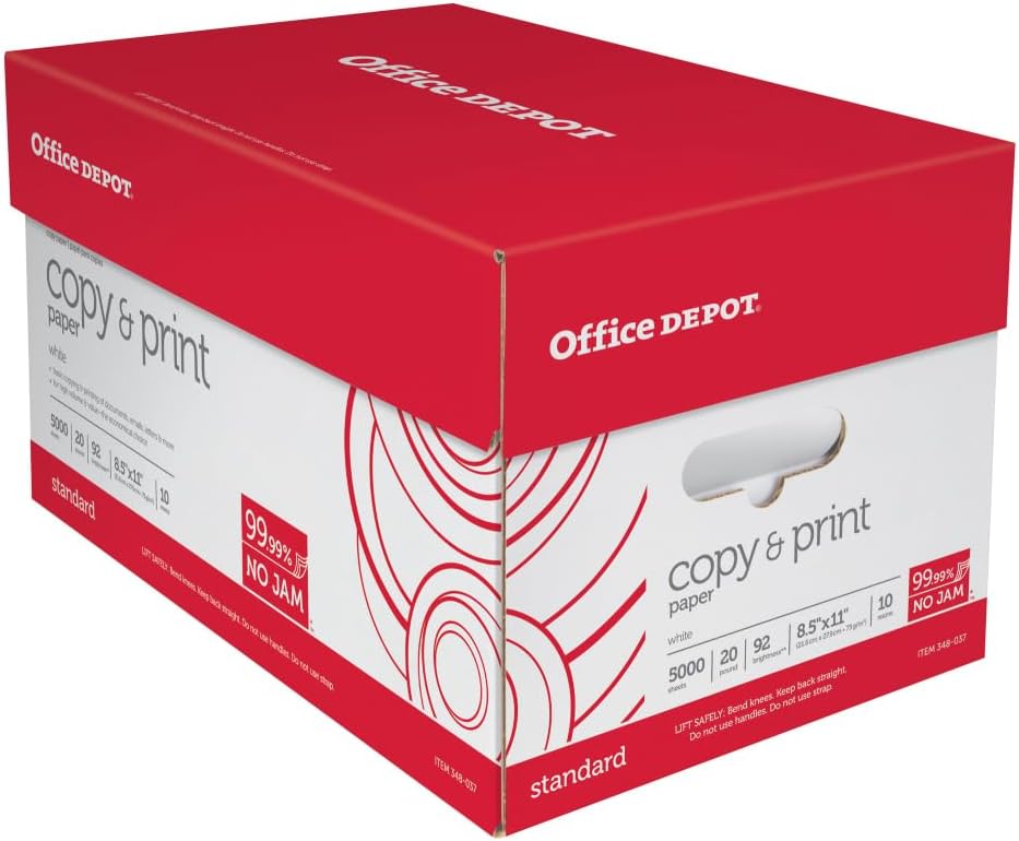 Office Depot Quality Copy Paper - 20 lb, 8.5 x 11, White, 500 Sheets - Crisp & Professional