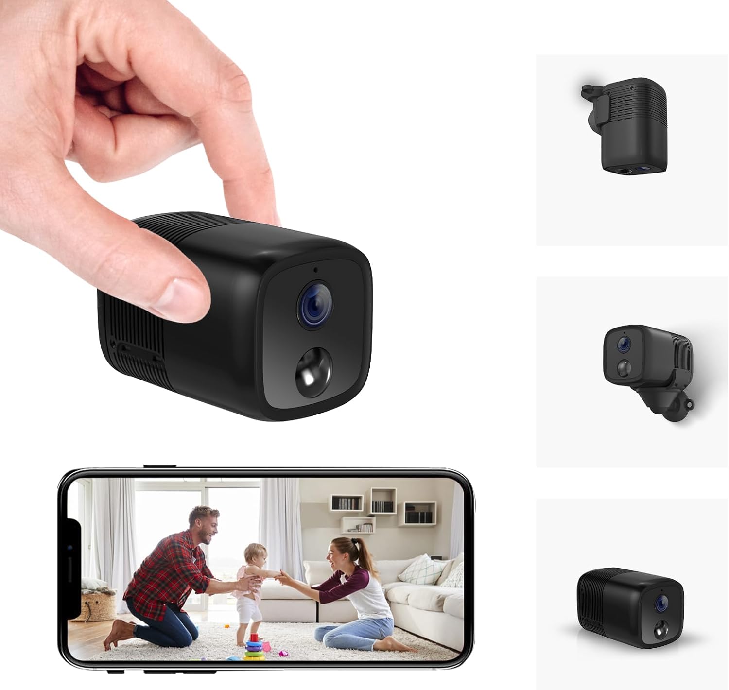 2K Spy Camera Wireless with 5200mAh Battery for Home Security