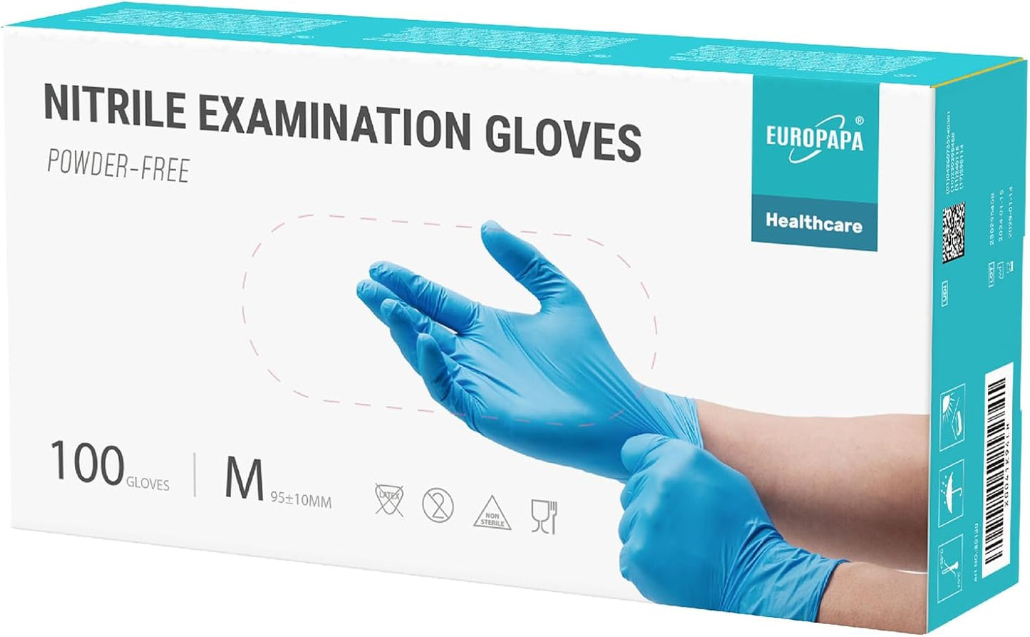 EUROPAPA Nitrile Gloves: 100 Pack Superior Protection