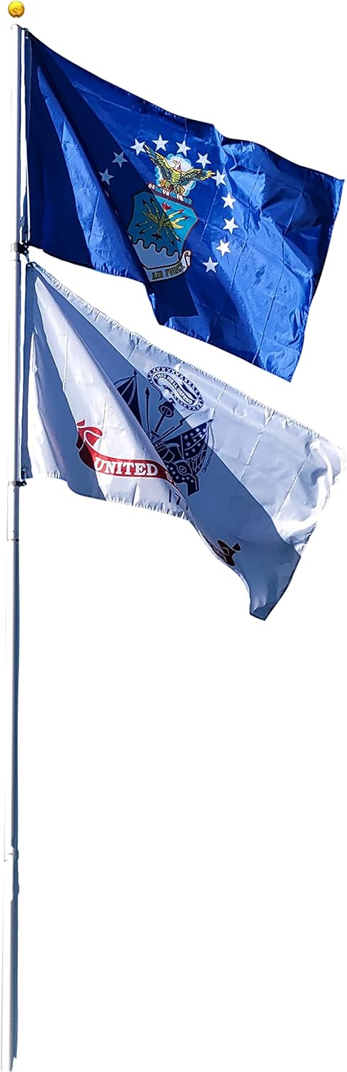 Service First Heavy Duty Delta Sectional Flag Pole Kit - 25ft Silver