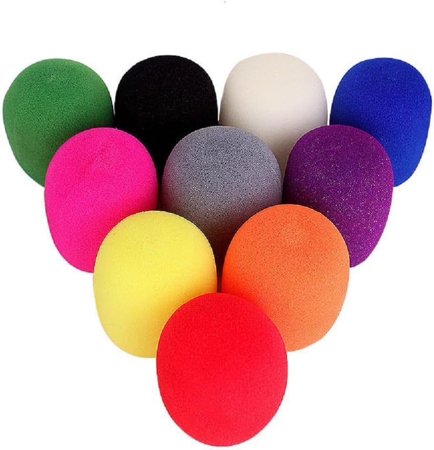 10-Pack Colorful Foam Mic Covers for Karaoke DJs