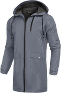Men's Long Raincoat Lightweight Waterproof Hooded Jacket - COOFANDY