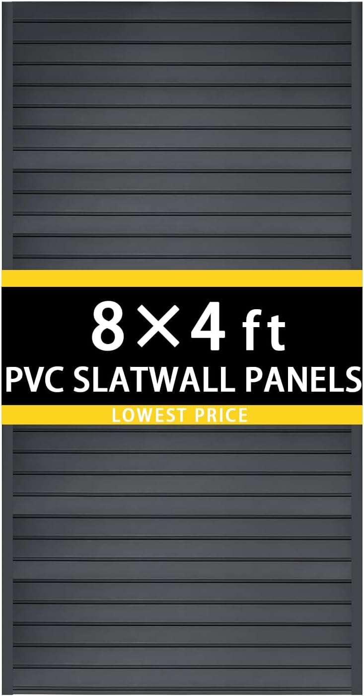 4ftH x 4ftW PVC Slatwall Panels for Garage Storage Solutions