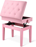 AW Adjustable Piano Bench with Storage Pink - Comfortable