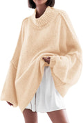 Womens Oversized Mock Neck Batwing Sweater - Cozy Fall Tunic Clothing