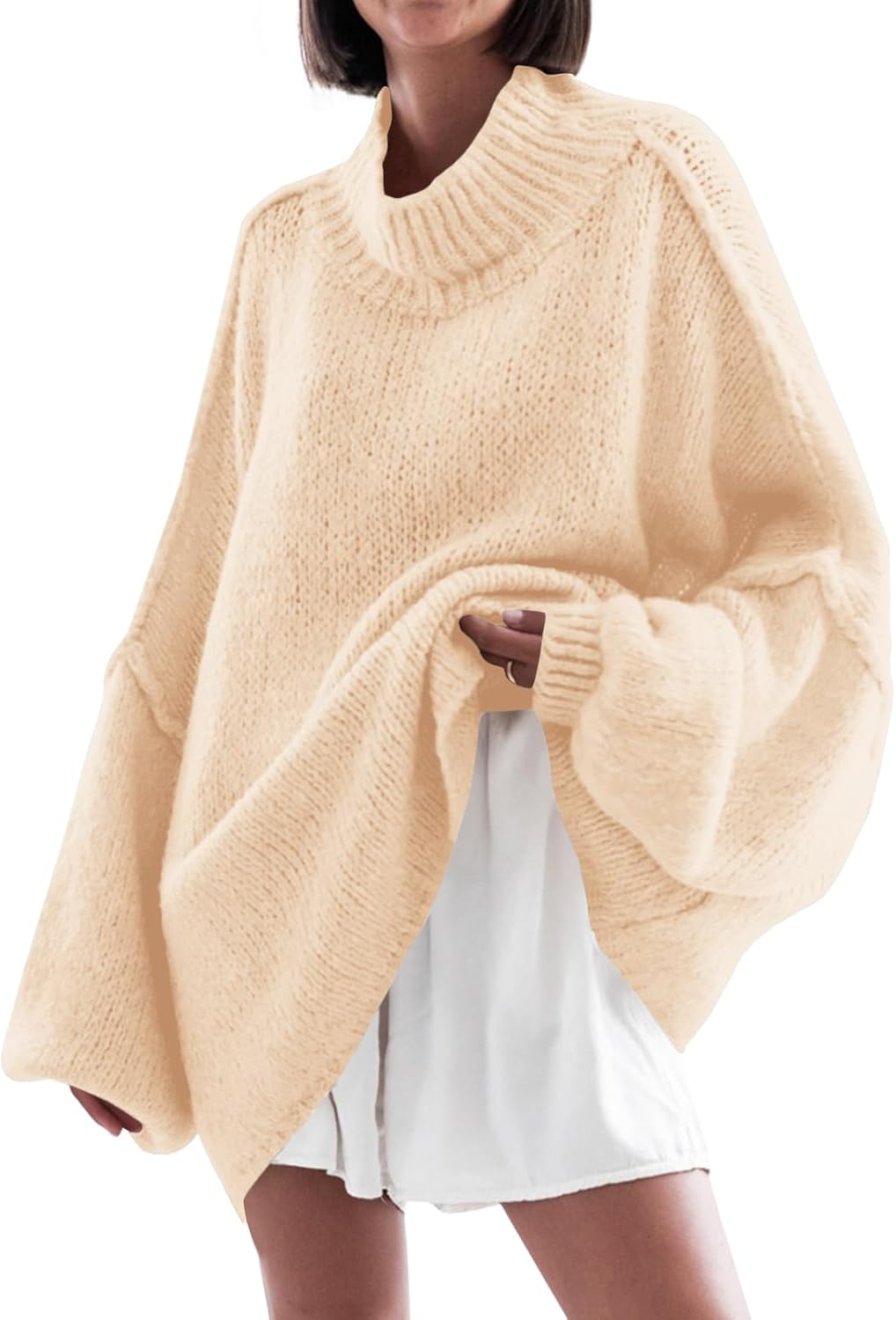 Oversized Mock Neck Sweater for Women - Trendy Fall Fashion