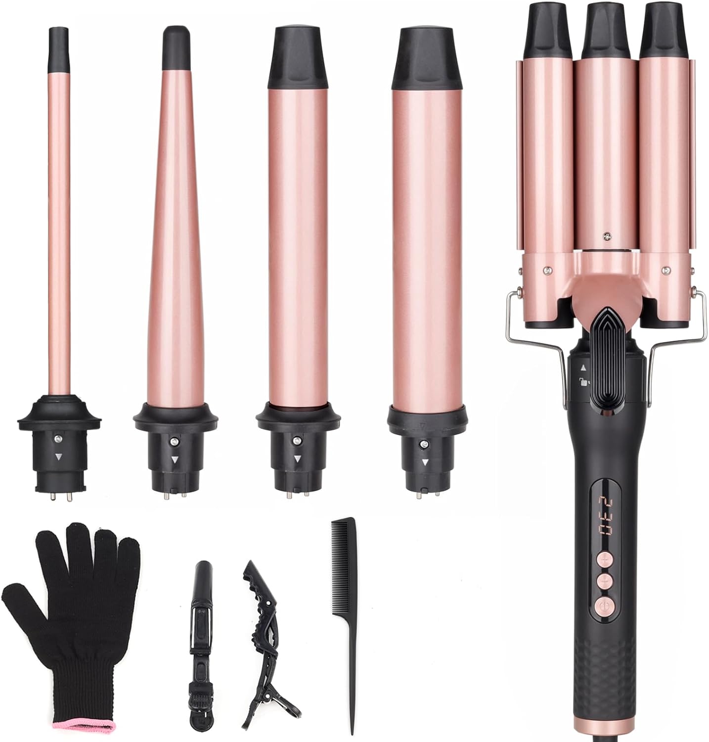 5 in 1 Curling Wand Set for Perfect Beach Waves and Curls