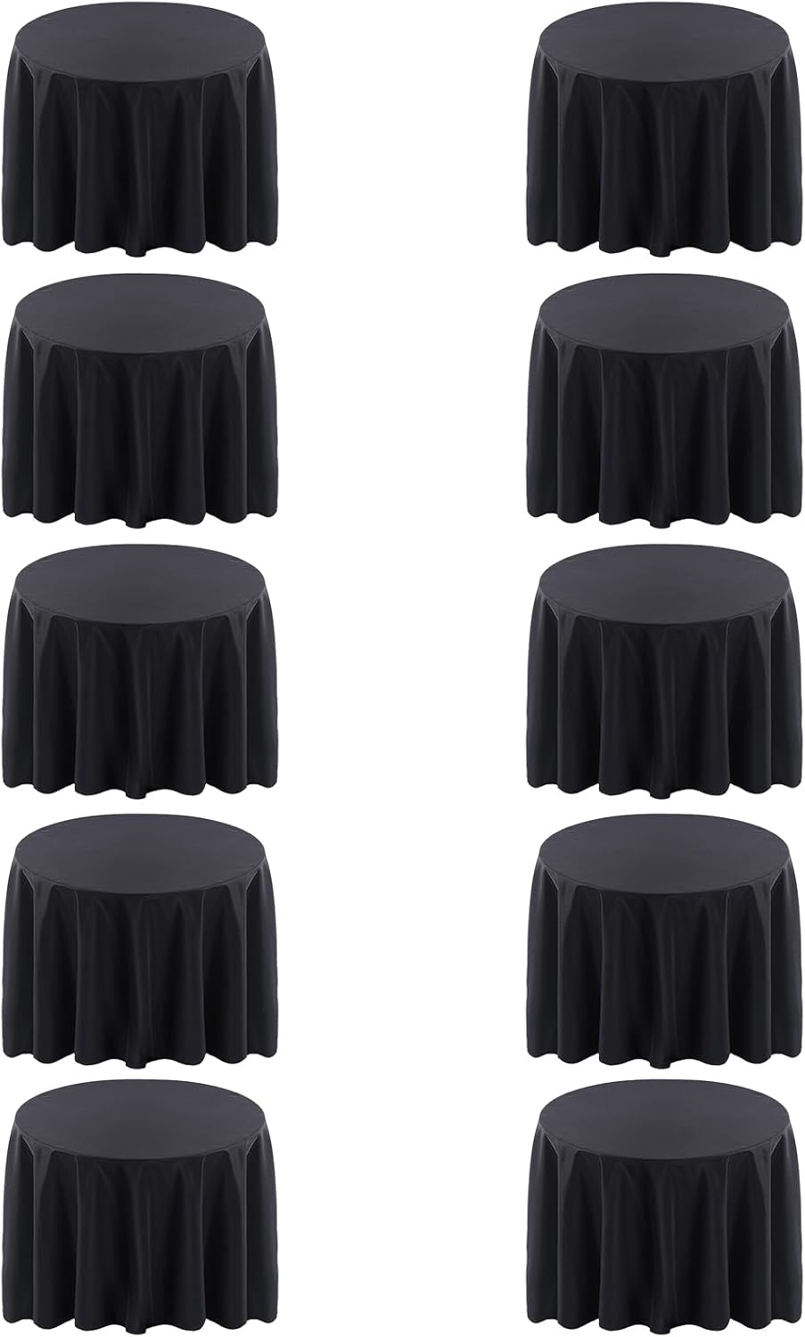 120 Inch Round Tablecloths - 10 Pack Black Table Covers for Events