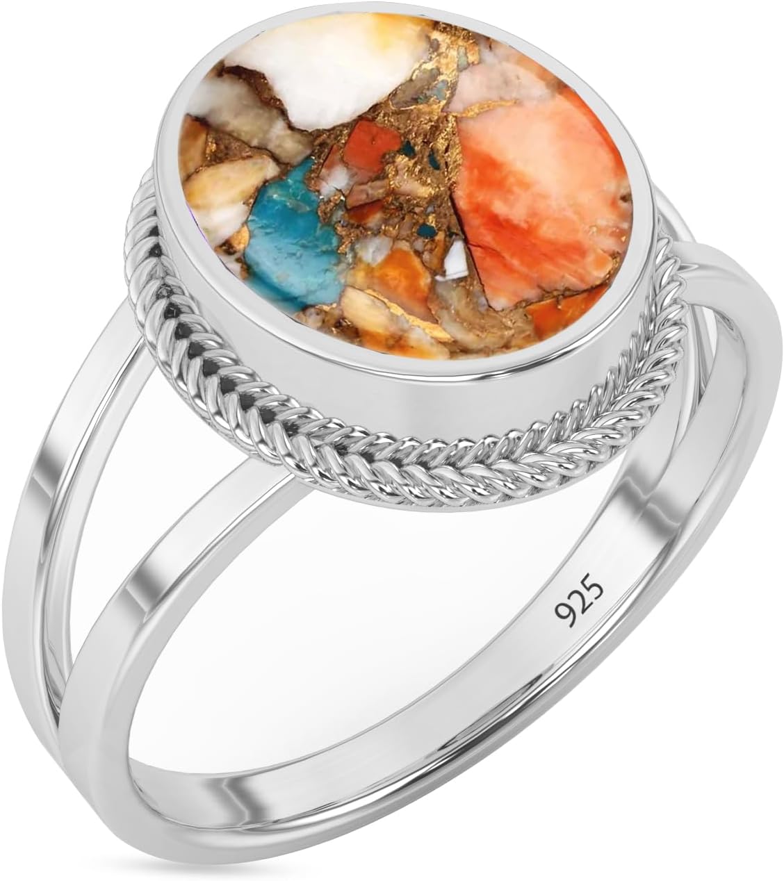 Sterling Silver 925 Ring with Natural Gemstone for Women