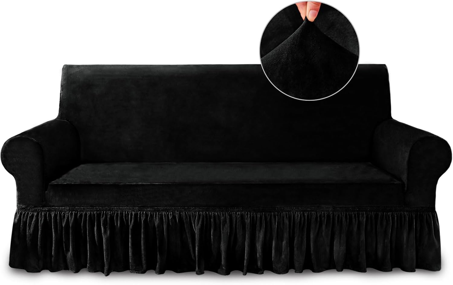 NICEEC Sofa Cover Super Soft Black Slipcover for Sofas