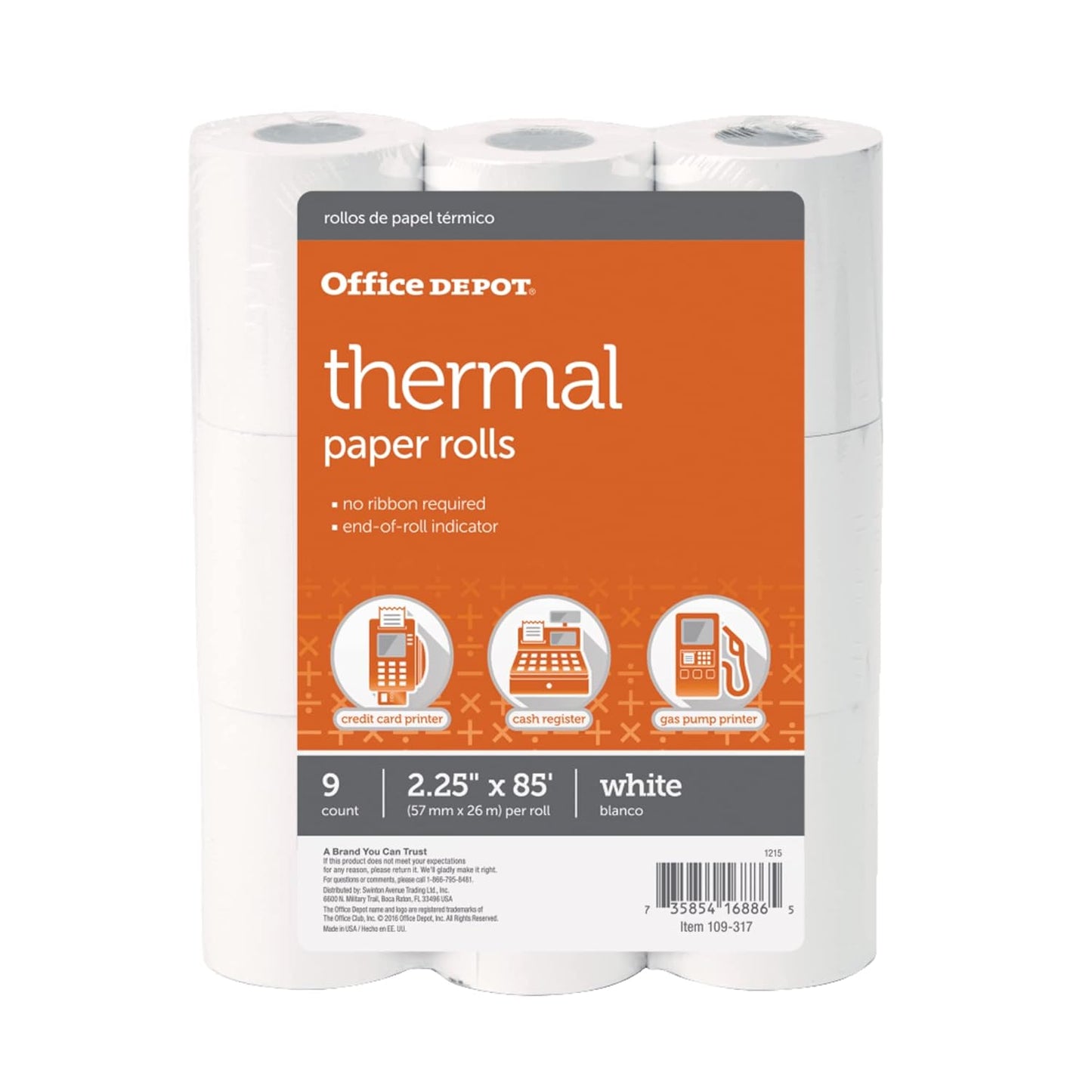 9-Pack Office Depot Thermal Paper Rolls - Long-lasting Quality