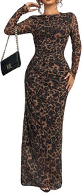 Elegant Women's Bodycon Maxi Dress with Long Sleeves for Events