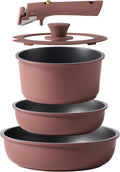 CAROTE 5pcs Pots and Pans Set Non stick - Detachable Handle Cookware