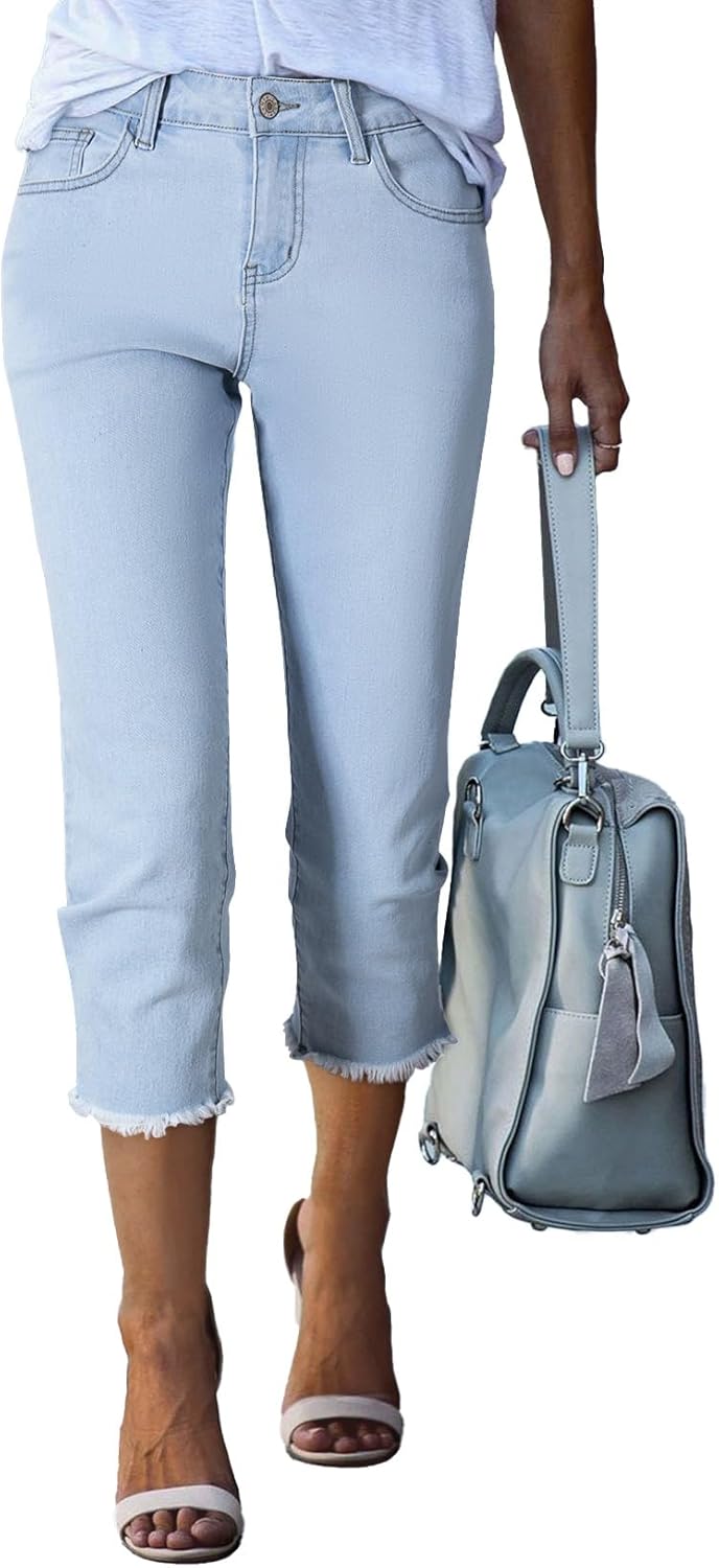Stylish High Waisted Capri Jeans for Women - Perfect Summer Fit