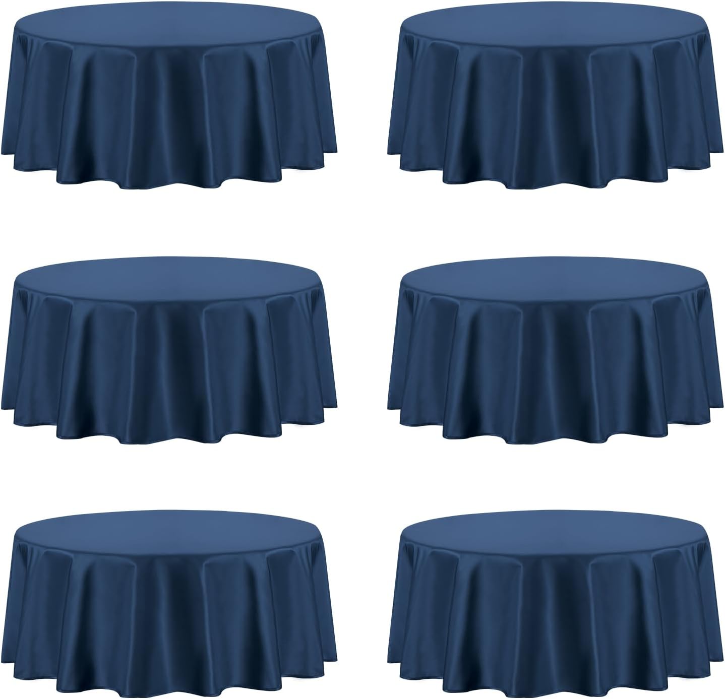PureFit 6 Pack Round Navy Blue Table Cloths for Elegant Events