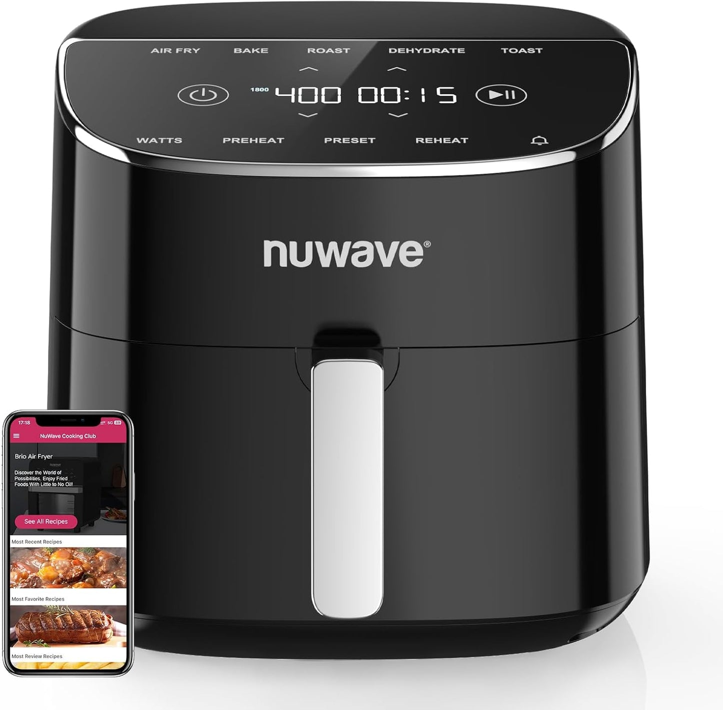 Nuwave Brio Plus Air Fryer 8 Qt: PFAS-FREE, 7-in-1 Cooking Power