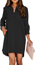 Womens Button Down Shirt Dress with Pockets - Comfortable (Style S8H4)