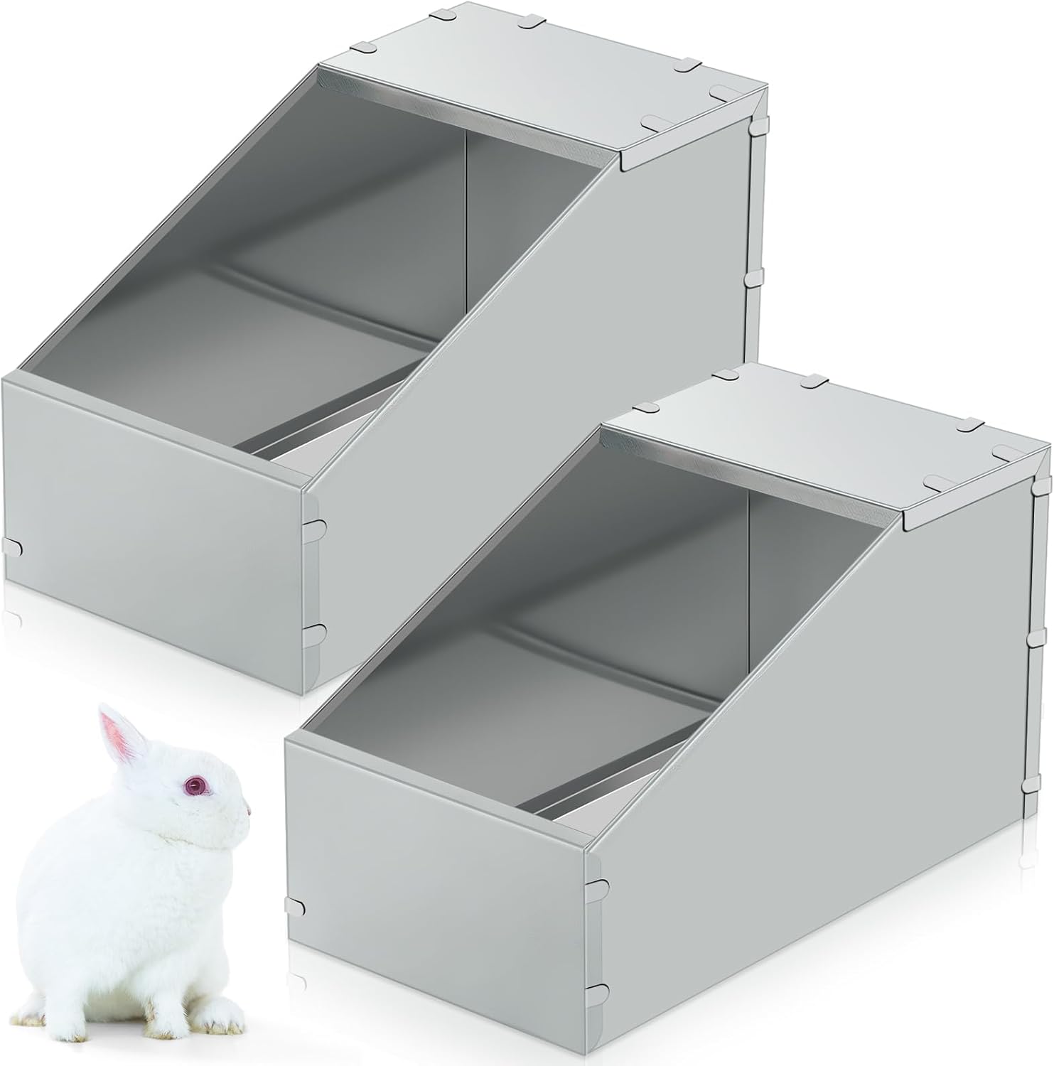 Galvanized Metal Rabbit Nesting Box Set for Small Pets 2 Pcs
