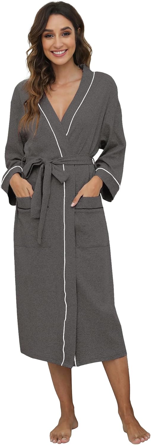 Soft Cotton Kimono Robe for Women - Lightweight Loungewear