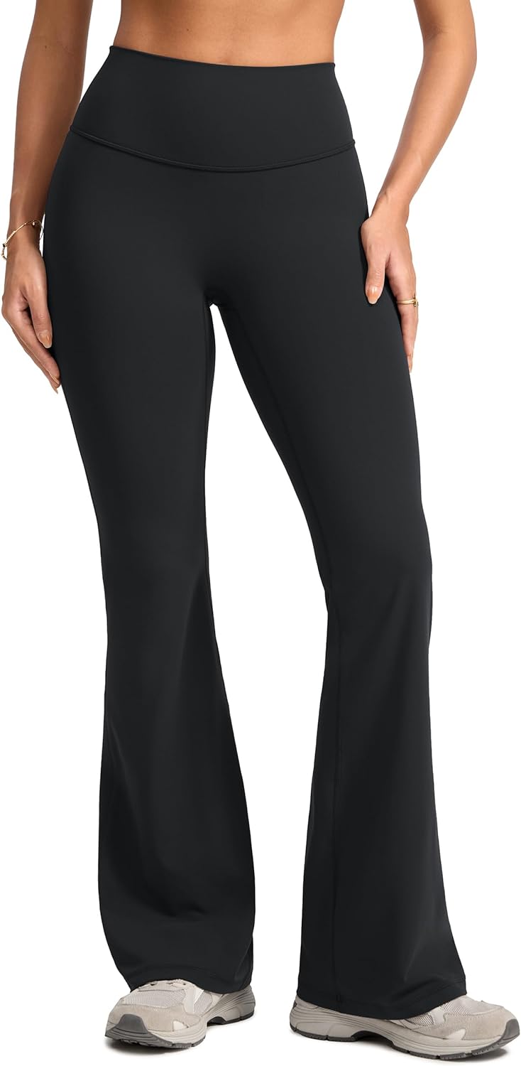 Womens High Waist No Front Seam Scrunch Butt Flare Leggings