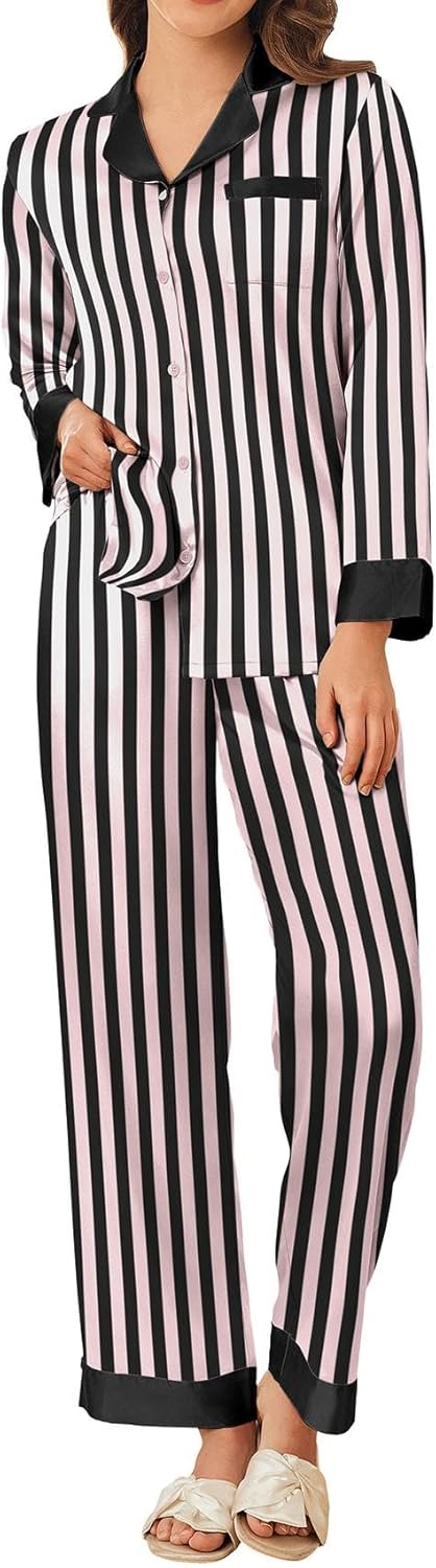 Ekouaer Silk Pajamas for Women Long Sleeve Satin Pajama Set
