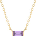 Amethyst 18k Gold Minimalist Rectangle Crystal Pendant Necklace