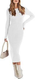 ANRABESS Womens Long Sleeve Sweater Dress - Slim Ribbed Midi Women's