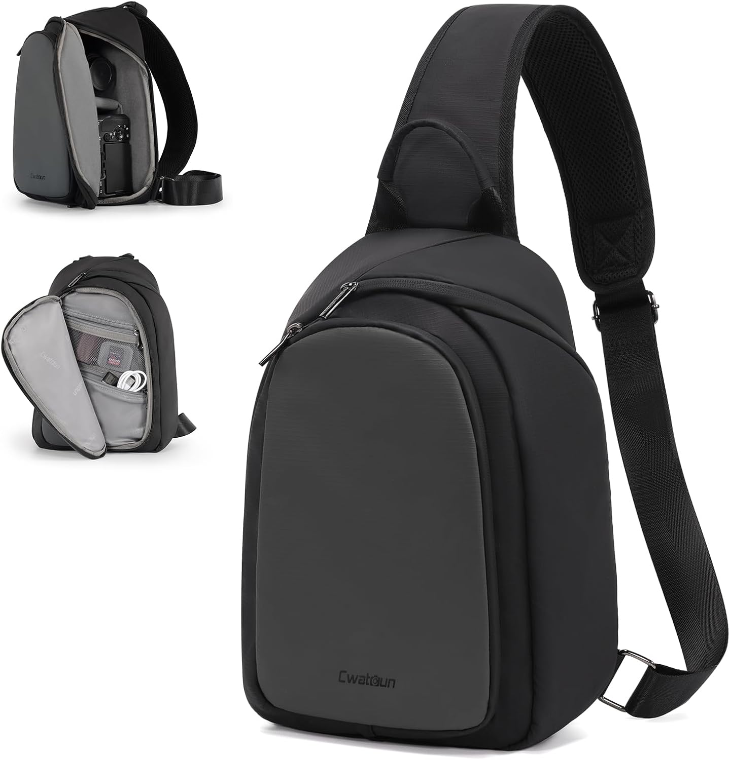 Water-Resistant Camera Sling Bag for DSLR/SLR/Mirrorless - Black