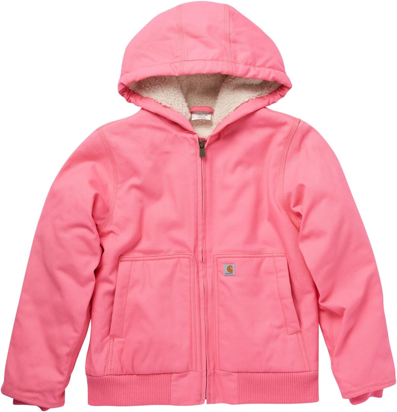 Carhartt Girls Zip Front Flannel Quilt Lined Hooded Active Jac