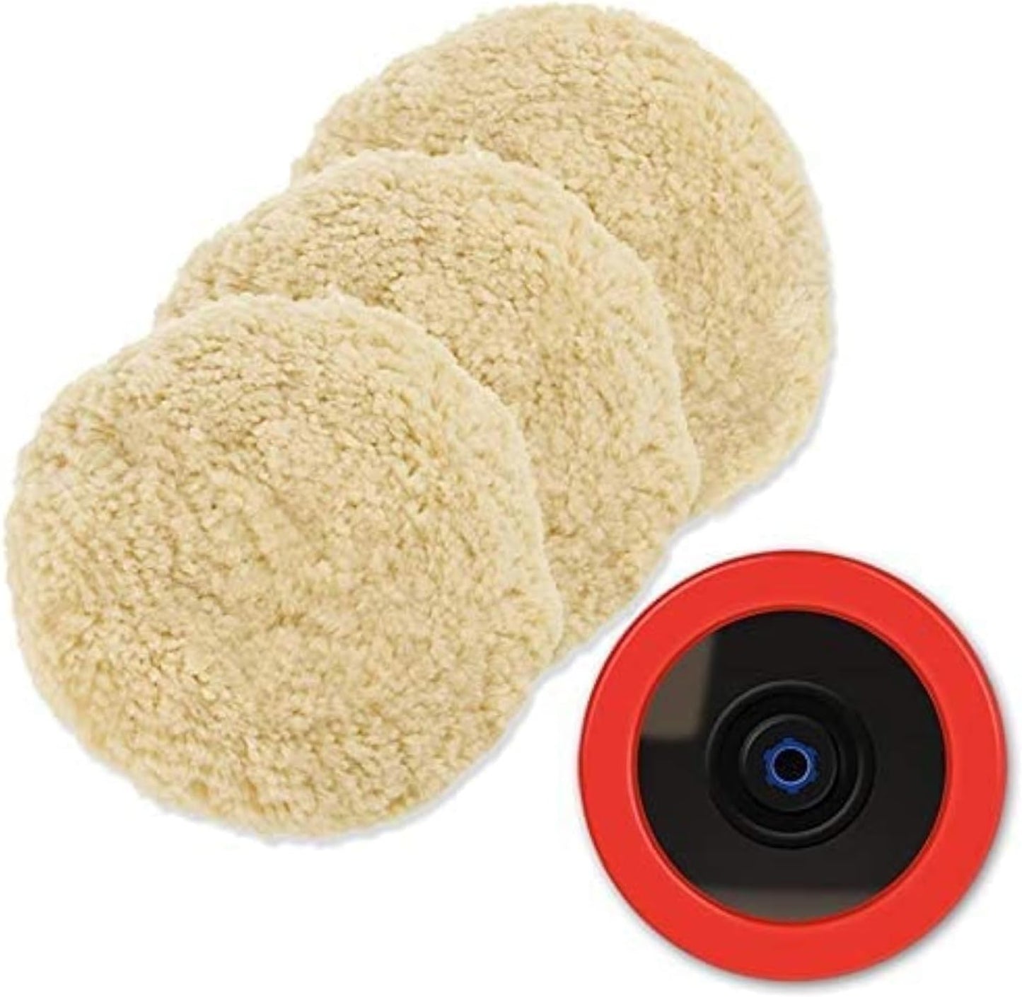 Wool Polishing Pads for Car Buffing and Cutting - 4pcs Set