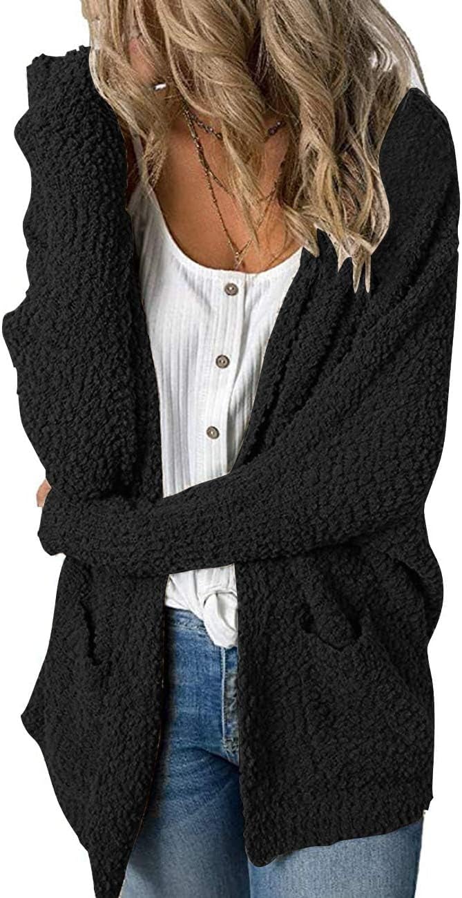 MEROKEETY Women's Long Sleeve Soft Chunky Knit Cardigan Coat