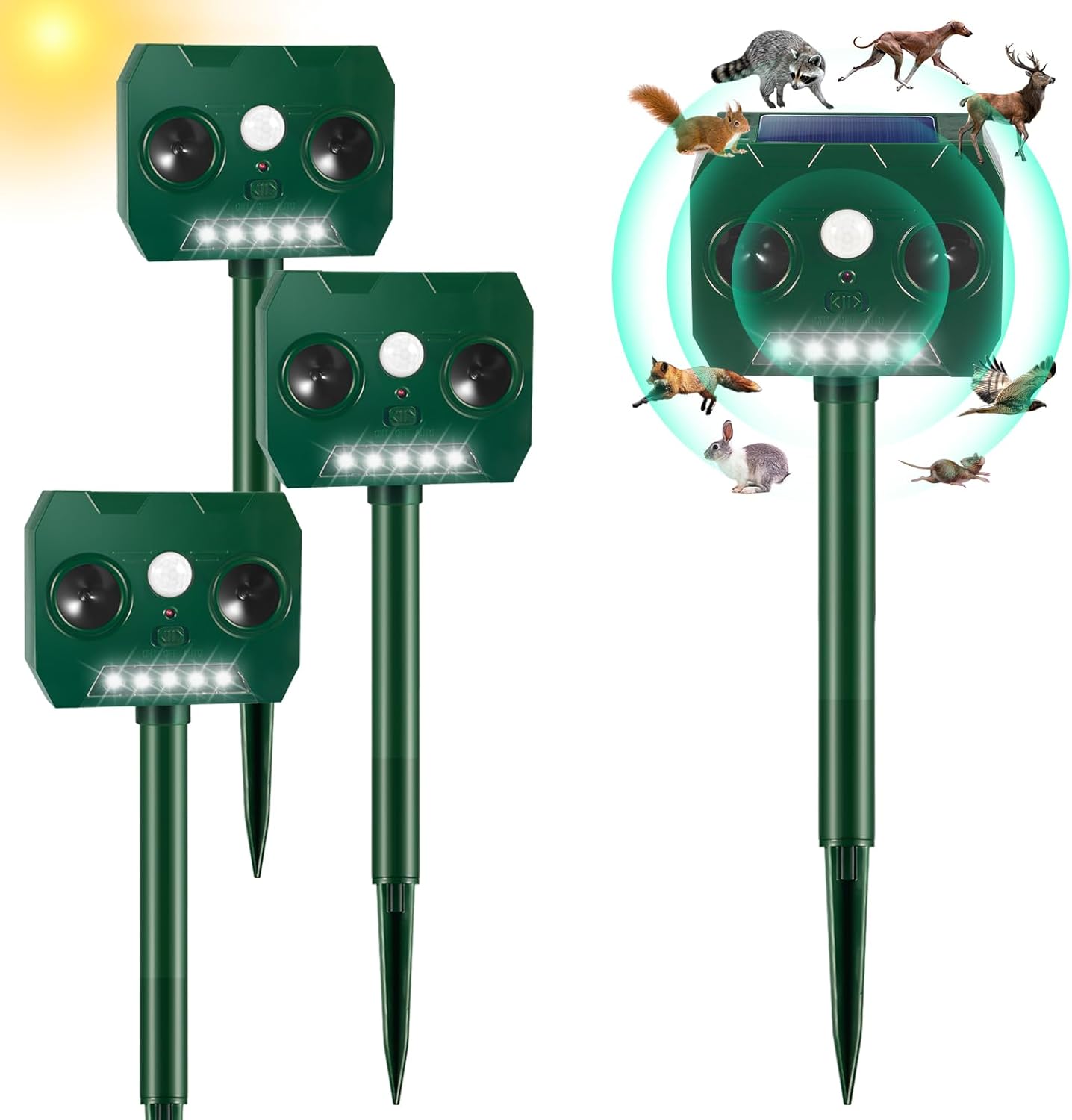 2025 Upgraded Cat Repellent Outdoor Solar Ultrasonic Repeller