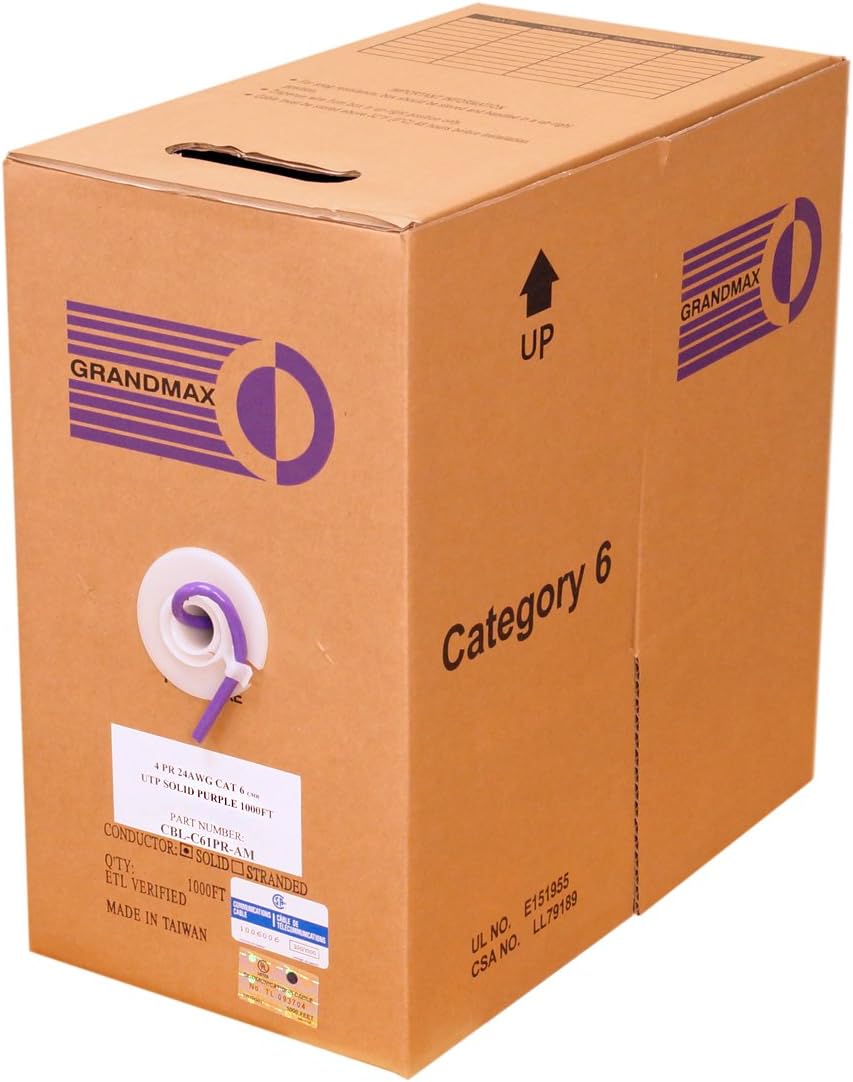 GRANDMAX CAT6 550MHz Solid PVC Bulk Cable for Reliable Networking