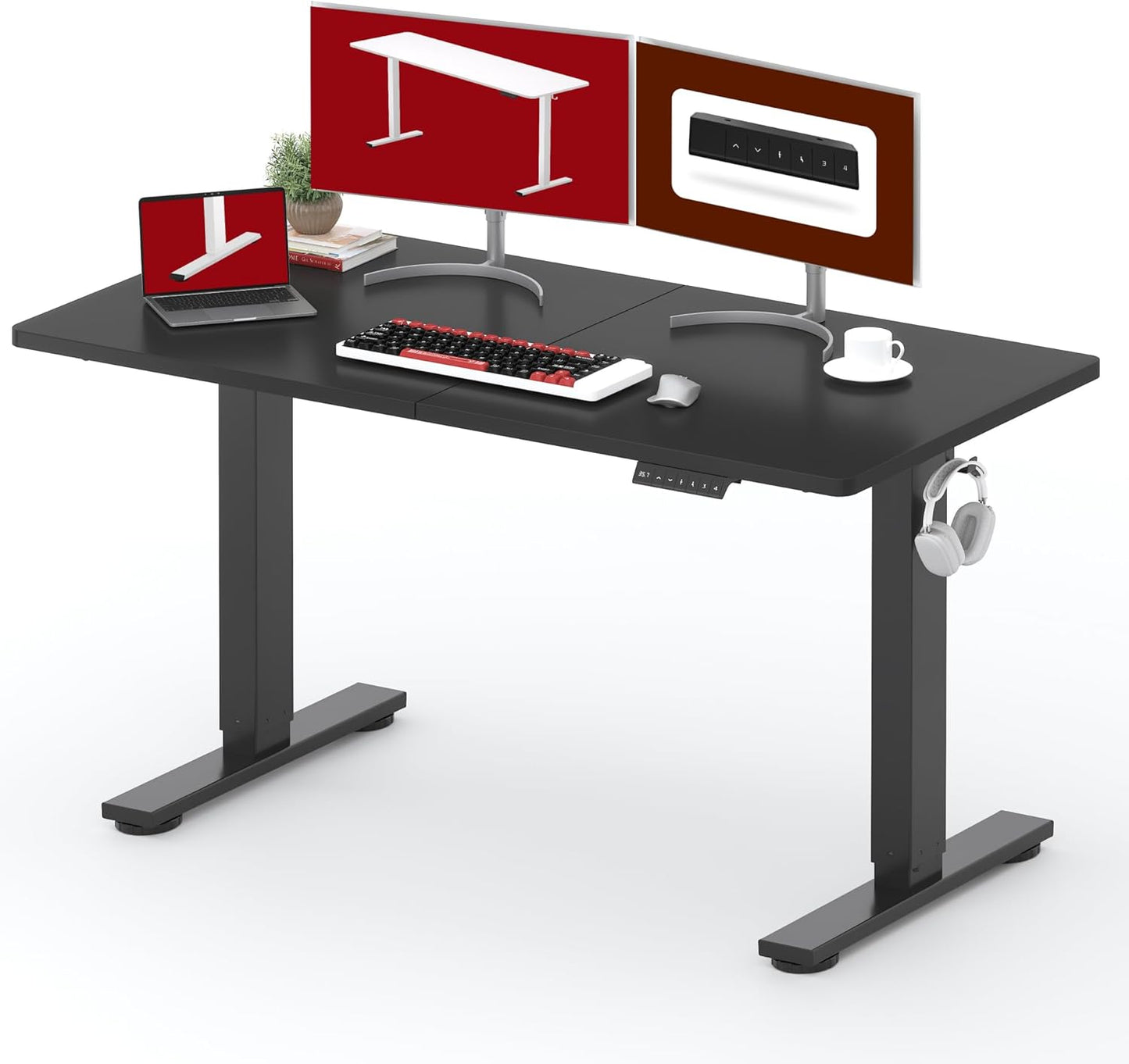 SANODESK Standing Desk Electric Height Adjustable 55x24 in Black