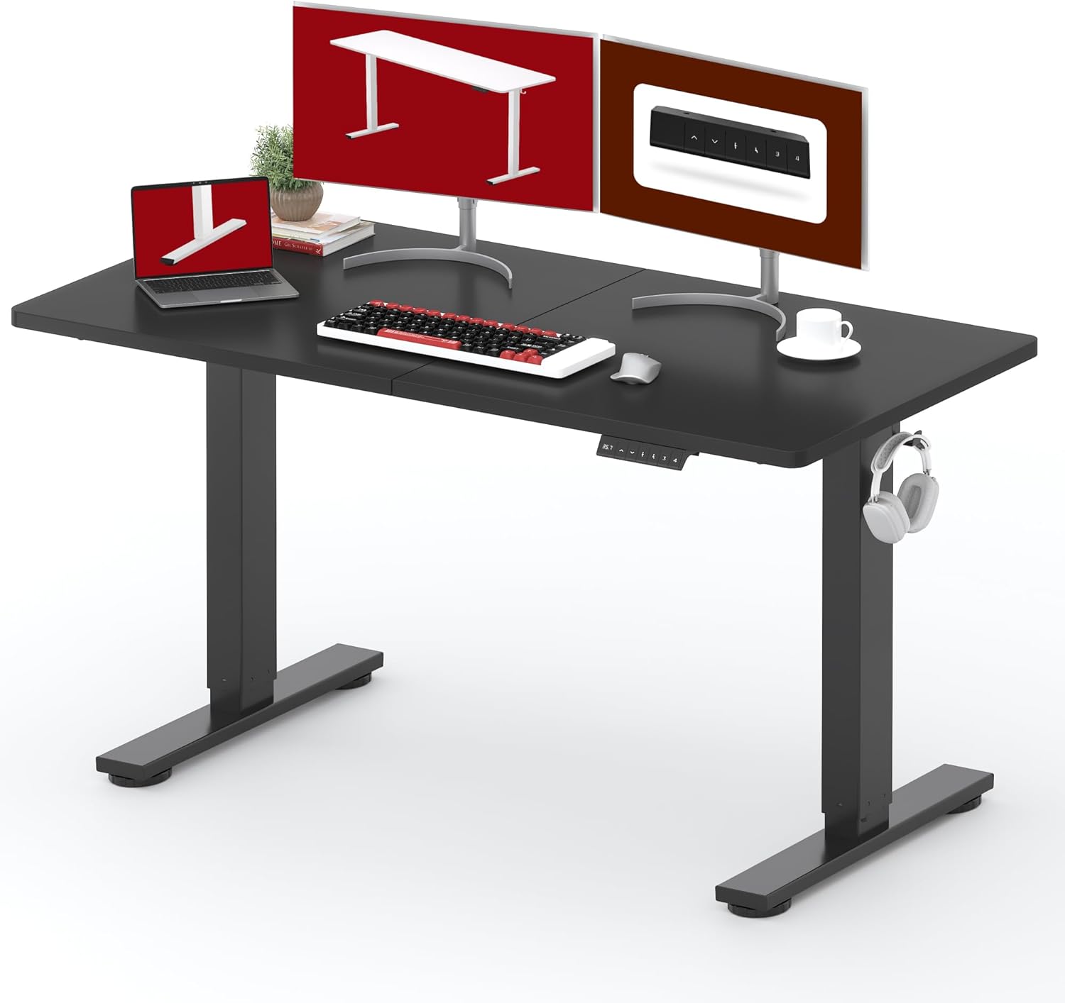 SANODESK Standing Desk Electric Height Adjustable 55x24 in Black
