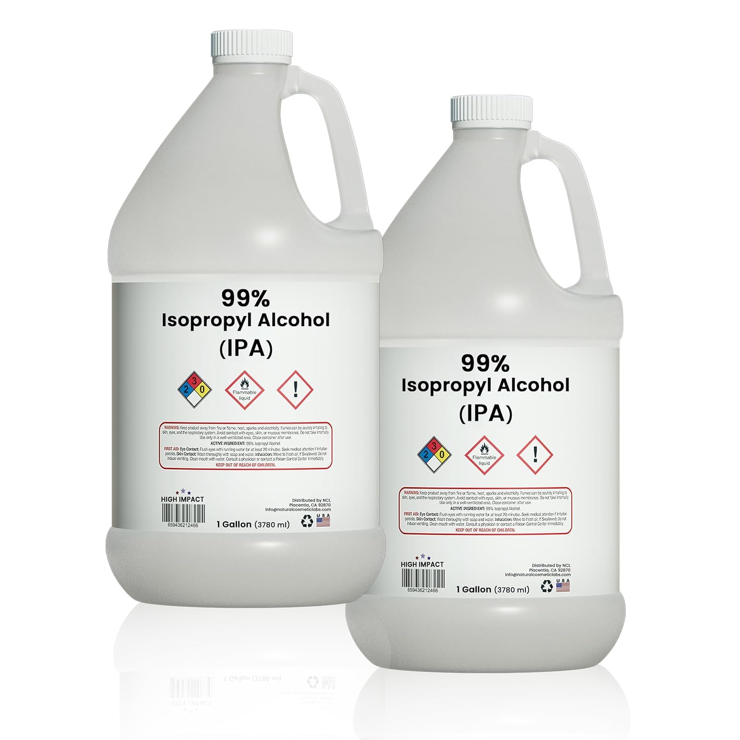 High Impact 99% Isopropyl Alcohol Gallon - Pack of 2 for Home Use