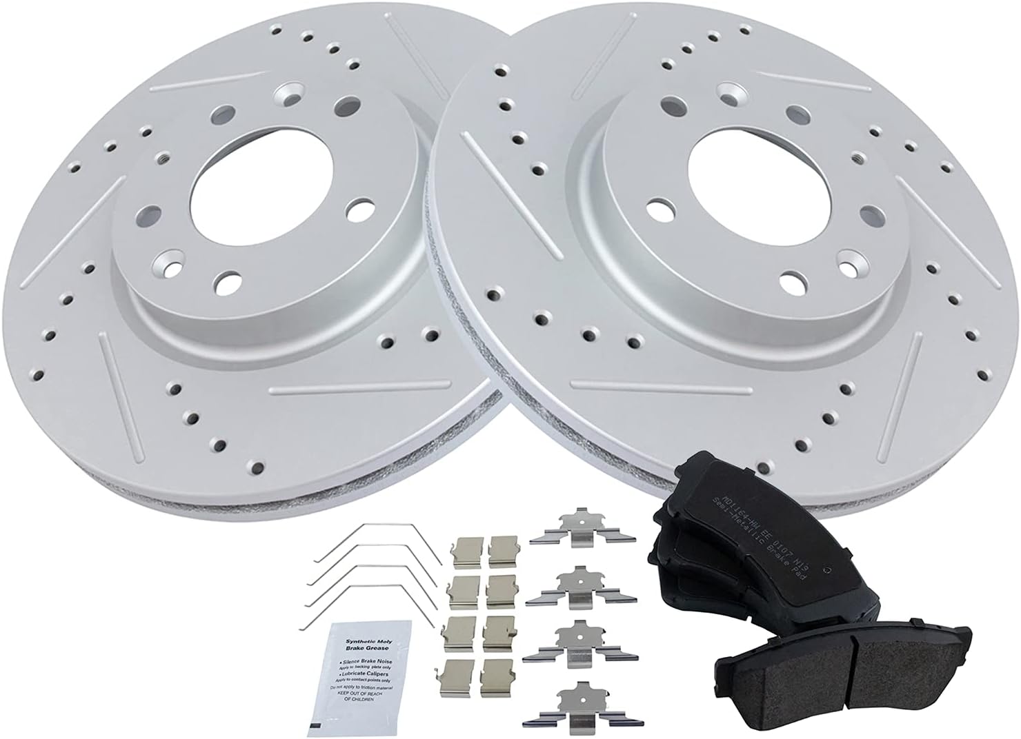 TRQ Brake Rotor Drilled & Slotted Coated Front Set for Ford