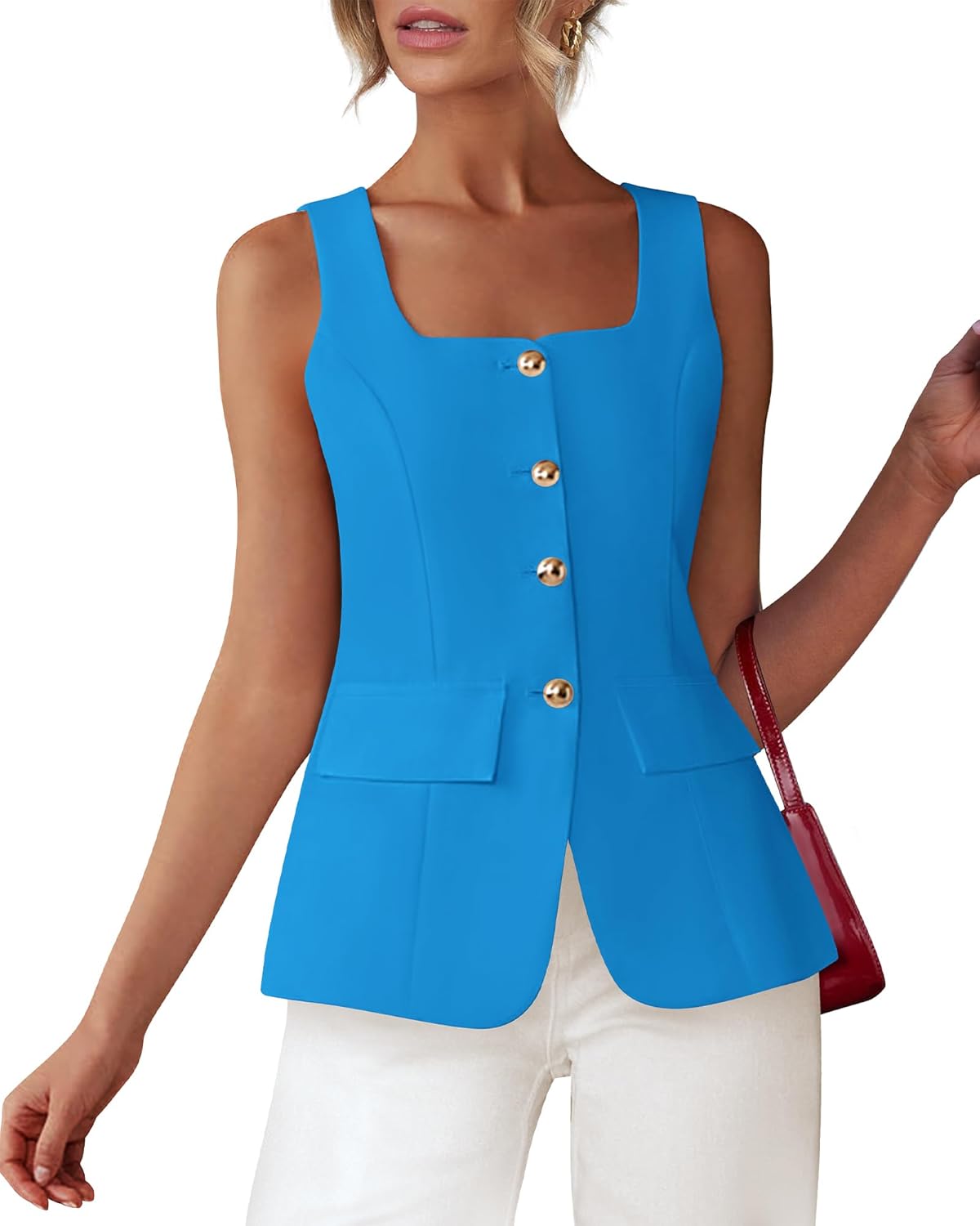 BTFBM Womens Sleeveless Suit Vests for Stylish Summer Workwear