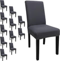 Dining Room Chair Covers Set of 12 - Stretch Parsons Slipcovers Grey