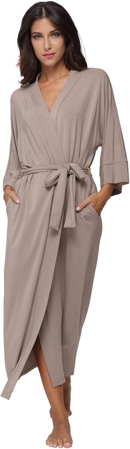 Women's Soft Long Bath Robes Full Length Kimonos Sleepwear