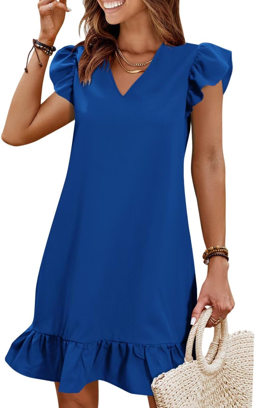 QACOHU Spring Summer Dresses for Women with Ruffle Hem Style