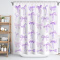 Purple Bows Shower Curtain - Trendy Preppy Coquette Design 72x72