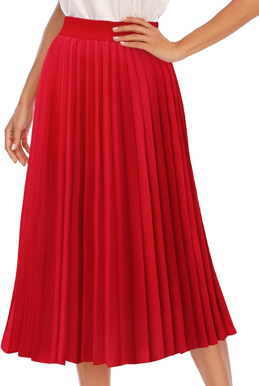 DRESSTELLS Pleated Midi Skirts for Women - Elegant Aline Style
